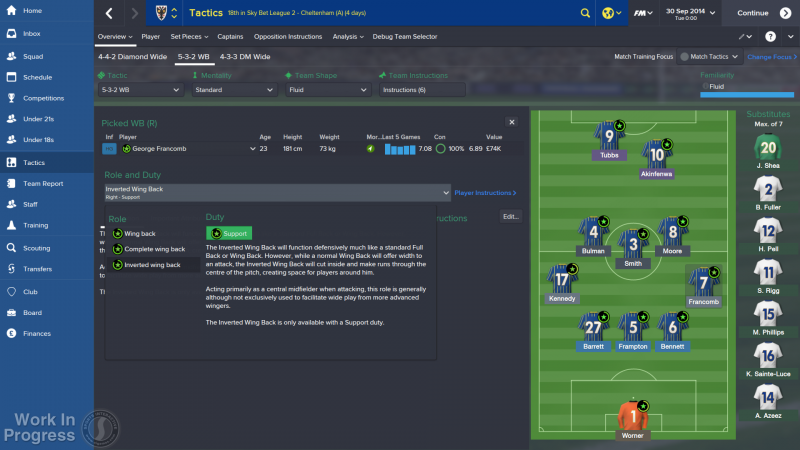 FM 2015 Tactics - Player Roles - Inverted Wing Back