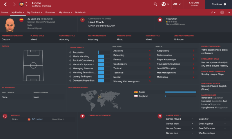 FC United of Manchester coach profile FM