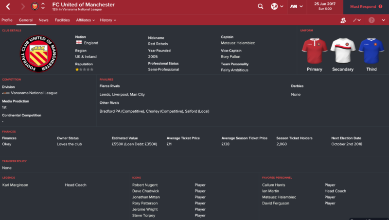 Football manager story FC United club profile