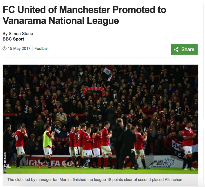 FC United of Manchester champions 